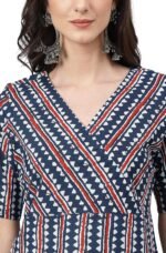 Janasya Women's Mustard Pure Cotton Striped Printed Straight Kurta - Image 7
