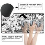 Pirate Anime Gaming Mouse Pad, Large Desk Mat 58.5 x 28 cm, Extended Washable Mousepad, Desk Pad, 2mm Thick Non-Slip Rubber Base, Stitched Edges, Smooth Surface (Black/White) - Image 3