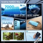 realme NARZO 90x 5G (Flash Blue 2026, 8GB+128GB) | 7000mAh + 60W Biggest Battery & Fastest Charging in the Segment* | 144Hz Bright Display | Sony 50MP AI Rear Camera | 400% Ultra Boom Speaker - Image 2