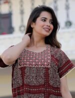 G4Girl Pure Cotton Embroidery Nighty for Women's | Night Gown | Nighty | Nightdress | Maxi | Sleepwear | Jaipuri Nighty | Nighties | Gown - Image 5