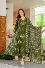 PARTHVI Women's Pure Cotton Block Printed Ethnic Wear Kurta & Palazzo Pants & Dupatta Set - Image 6