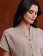 Amazon Brand - Myx Women's Embroidered Shirt Dress | Cotton Blend | Below The Knee (Available in Plus Sizes) - Image 4