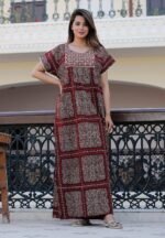 G4Girl Pure Cotton Embroidery Nighty for Women's | Night Gown | Nighty | Nightdress | Maxi | Sleepwear | Jaipuri Nighty | Nighties | Gown - Image 3