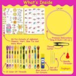 Craftinger Stick & Stitch Embroidery Kit for Beginners & Adults | 66 Pre-Printed Designs,12 Color Threads, 8 Inch Hoop | DIY Embroidery Starter Kit, Sewing Craft Kit, Floral Embroidery Patterns - Image 2
