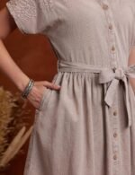 Amazon Brand - Myx Women's Embroidered Shirt Dress | Cotton Blend | Below The Knee (Available in Plus Sizes) - Image 5