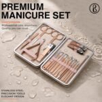 Beauté Secrets Manicure Kit, pedicure tools for feet, Nail Clipper, Manicure Pedicure kit for women and Men, 18 Pieces,Perfect Gifts for Women and Men (Rose Gold) - Image 8