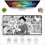 Pirate Anime Gaming Mouse Pad, Large Desk Mat 58.5 x 28 cm, Extended Washable Mousepad, Desk Pad, 2mm Thick Non-Slip Rubber Base, Stitched Edges, Smooth Surface (Black/White) - Image 2