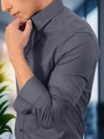 Pinkmint Mens Cotton Blend Regular Fit Long Sleeve Button Down White Shirt for Men Collared Casual Formal Soild Shirt - Image 5
