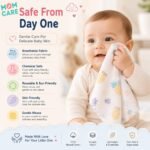 MOM CARE Baby Napkins for New Born | 6 Layer Muslin Baby Burping Cloth for New Born | Ultra Soft Reusable Cotton Face Towel | Highlys Absorbent Washcloth Feeding Wipes for Babies | Pack of 3 - Image 3