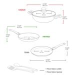 Milton Pro Cook Kitchen Pride Non-Stick Cookware Set of 5 | Includes Nonstick Tawa, Frying Pan, Kadhai with Lid, Nylon Laddle & Spatula | Non-Induction Base | Peach Color - Image 6