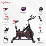Lifelong Fit Pro Spin Fitness Bike with 8Kg Flywheel, Adjustable Resistance, LCD Monitor and Heart Rate Sensor for Fitness at Home; Home Workouts (1 Year Warranty) LLF89, Black - Image 3