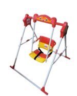 BABYBLESSING Baby Swing Jhula for Kids, Single Seater Swing Chair with Safety Belt, Alloy Steel Frame, Adjustable Ropes and Ground Pegs, Red and Yellow, Indoor Outdoor Garden Swing - Image 2