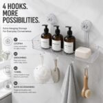 UNTERI-PRO Acrylic Set of 1 Wall Mounted Bathroom Shelf Organizer| Shower Caddy with Hooks, Multipurpose Shower Storage Rack for Shampoo, Soap, Bottles, Towels & Bathroom Accessories - Image 6