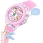 3 Pieces Kids Unicorn Watch Rabbit Watch Unicorn Bracelet Waterproof Toddler Analog Watch Light Watch Unicorn Christmas Valentine Day Gift for 3-10 Year Girls - Image 4