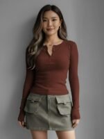 Dream Beauty Fashion Women's Long Sleeve Slim Fit Top/T-Shirt Henley Neck Casual (BZF-Top-Saiyaara-1) - Image 4