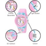 3 Pieces Kids Unicorn Watch Rabbit Watch Unicorn Bracelet Waterproof Toddler Analog Watch Light Watch Unicorn Christmas Valentine Day Gift for 3-10 Year Girls - Image 5