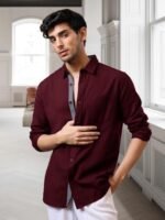 Pinkmint Men's Solid Shirt | Soft Cotton Blend | Casual Shirt | Plain | Full Sleeve - Regular Fit (Available in Plus Size) - Image 4