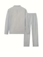 Jawdrobe Men’s Waffle-Check Co-Ord Set | Self-Textured Collar Top | Drawstring Jogger Pants | Cotton-Blend Loungewear/Night-Suit | Casual Travel & Streetwear Two-Piece - Image 2