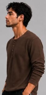 Men's Premium Waffle Knit Henley Tshirt for Men - Image 4