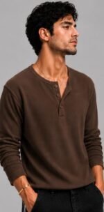 Men's Premium Waffle Knit Henley Tshirt for Men - Image 3