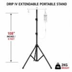 9 Ft Adjustable IV Drip Stand with Dual Hooks, Foldable Tripod Base & Carry Bag, Portable Medical IV Pole for Hospital, Clinic, Home Care & Travel - Image 3