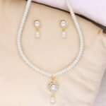 Sri Jagdamba Pearls Dealer Freshwater White Pearl Pendant Necklace set - Image 3