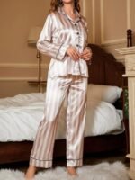 PABROS Night Suit for Women with Full Sleeve Button-Down Top with Pant Dress for Woman, Cotton Night Dress for Woman, Two-Piece Loungewear Set - Image 2