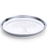 LIMETRO STEEL Stainless Steel Dinner Set for 4, 24-Piece Indian Thali Set with Plates, Bowls, Katori, Glasses, Spoons & Forks, Tree Design (Set of 24- Serves 4) - Image 2