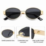 Dervin Fashionable Retro Oval Sunglasses for Women & Men | Trendy, Stylish & Classic 90s-Inspired Design | UV400 Protection & Durable Metal Frame - Image 2