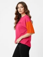 LEOTUDE Half Sleeve Cottonblend Oversized Tshirt for Women, Round Neck - Image 3