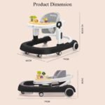 Little Olive Baby Walker for Kids | Adjustable Height Baby Walking Support with Interactive Activity Toy Tray, Comfortable Padded Seat & Smooth Multi-Directional Wheels | Walker for Baby Boys & Girls - Black - Image 8