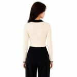 BLACK BUDDY Women's Cotton Blend Full Sleeve Collared V Neck T Shirt for Women | Regular Fit Solid Rib Knit Stretch Top | Casual Office College Formal T Shirt | S-XXL - Image 2