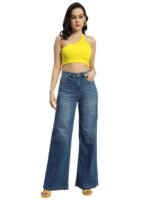 Amazon Brand - INKAST Women High Rise Wide Leg Full Length Cotton Poly Lycra Jeans | Casual Denim Wear - Image 4