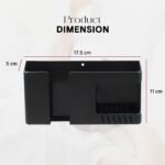 Prolet Wall Mount Mobile Charging Holder with Storage Box & AC/TV Remote Organizer, Self-Adhesive Phone Plug Stand, Multipurpose Wall Shelf, Space Saving Mobile Holder for Home & Office (Black) - Image 3