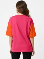 LEOTUDE Half Sleeve Cottonblend Oversized Tshirt for Women, Round Neck - Image 4