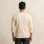 Polycotton Men's Textured Fabric Solid Half-Open Collar T-Shirt,Full Sleeve Casual Shirt for Men,Comfortable Fall Wear, Relaxed Fit - Image 3