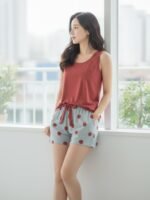 Celary Korean Women Pyjama Set |Cute Printed Sleeveless Cotton Blend Top & Shorts Pyjama Set | Soft Breathable Summer Sleepwear & Loungewear for Ladies | Shorts Set for Women - Image 4