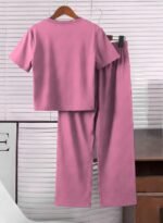 PABROS Kids Clothes for Girls of Two-Piece Set, Short Sleeve Top with Bow Detail, Side Stripe Pants, Summer Dress for Girls - Image 2
