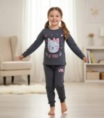 T2F Girls Clothing Set Pack of 3, Full Sleeve Printed T-Shirt & Pant Set for Kids, Cotton Top and Trouser Set, Comfortable Casual Wear & Everyday Outfit for Girls - Image 3