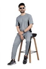 Cotton Blend Night Suit/Summer Suit for Men, Regular Fit Half Sleeves T-Shirt & Lower Set | Soft Cord-Set Track Suit for Boys | Ideal for Casual Outings, Gym, Workout, Sports - Image 3