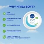 NIVEA Soft Moisturizing Cream, Lightweight Non-Sticky Daily Moisturizer with 72Hr Hydration, Vitamin E & Jojoba Oil | Hydrating Face, Body & Hand Cream for Dry to Normal Skin | Soft Glowing Skin - 300ml - Image 7