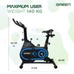 Green Alloy Steel Spin Bike Pro with 6.5 KG Flywheel, 8 Levels of Adjustable Resistance, 110 KG Max User Weight, Black Indoor Exercise Cycle for Home Workout with LCD Monitor and Cushioned Handle - Image 2
