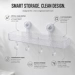 UNTERI-PRO Acrylic Set of 1 Wall Mounted Bathroom Shelf Organizer| Shower Caddy with Hooks, Multipurpose Shower Storage Rack for Shampoo, Soap, Bottles, Towels & Bathroom Accessories - Image 3