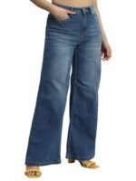 Amazon Brand - INKAST Women High Rise Wide Leg Full Length Cotton Poly Lycra Jeans | Casual Denim Wear - Image 2