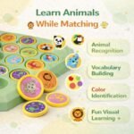 Animal Memory Flip Chess Game Montessori Matching Puzzle Board Game for Kids Educational Travel Toy for Toddlers, Preschoolers Learning Activities (Animle Stickers & 4 Stick) - Image 3
