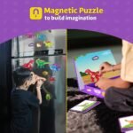 Magnetic Fun Art Puzzle - Dinosaur|4-in-1 Travel Friendly Educational Toy with Writable Board|50 Magnetic Pieces with Informative Flash Cards |Birthday Gift for Boys & Girls Age 3,4,5 & 6 yrs - Image 5