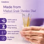 Careforce -Ear Cleaning Kit Steel Ear Cleaner Reusable Ear Wax Remover Tool Kit Set With Storage Pack, Ear Curette Cleaner And Spring Ear Buds Cleaner 6 Pcs Set Yellow - Image 3