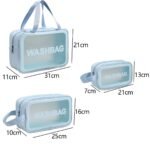 PVC Makeup Bag Travel Toiletries Organizer Cosmetic Bags Wash Bag Pouch for Travel Kit Toiletry Bag Portable Organizer Case Carry Pouch for Women Bathroom Set of 3 (Multi-Colors) - Image 2