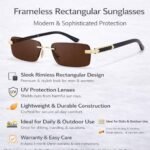 Dervin Rectangular Rimless Sunglasses for Men and Women - Image 5