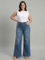 Amazon Brand - INKAST Women High Rise Wide Leg Full Length Cotton Poly Lycra Jeans | Casual Denim Wear - Image 8